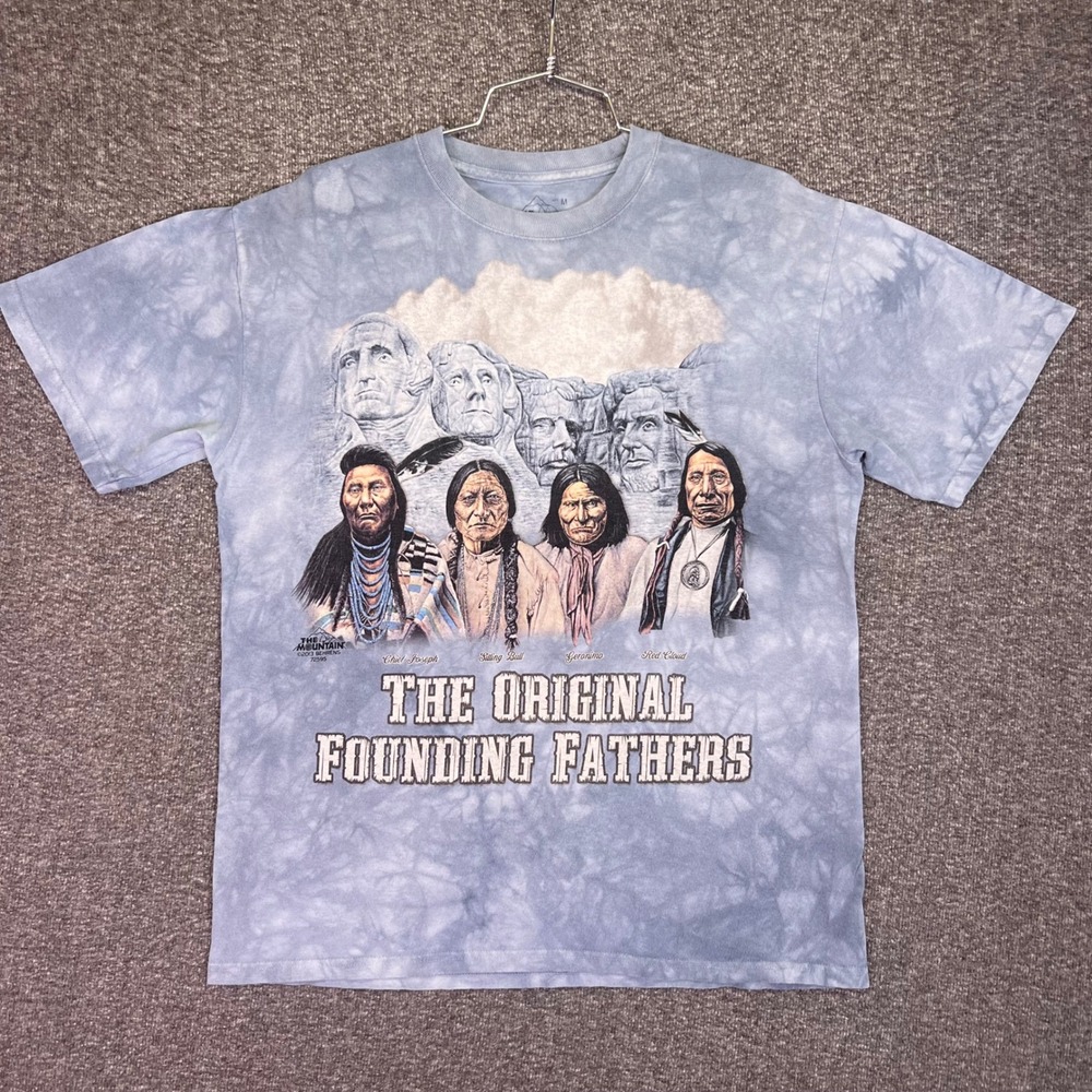 The Mountain Graphic Tee Mens M Blue Tie Dye Original Founding Fathers Shirt